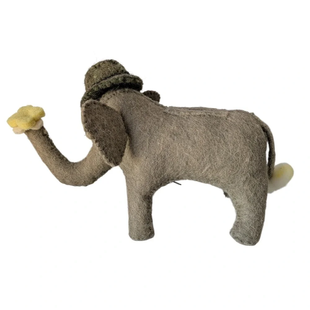 Wool Felt Elephant Piggy Bank Zoo Animal Nursey Baby Whimsical Decor Gray